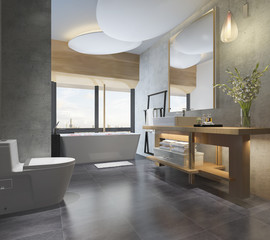 3d rendering luxury modern design bathroom and toilet