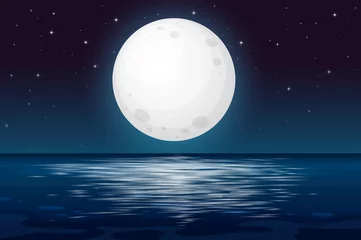 Washable wall murals Kids A Full Moon Night at the Ocean
