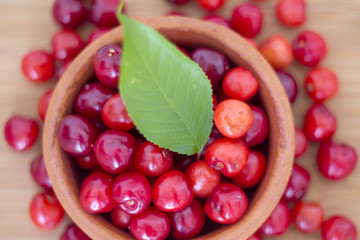  A handful of cherries in a cherry basket A cherry in a handful of cherry fruits A cherry in a handful of fruits