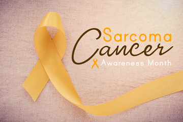 yellow gold ribbon, world Sarcoma cancer awareness month