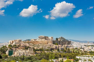 Poster Parthenon, Akropolis van Athene, Griekenland op zomerdag © sborisov