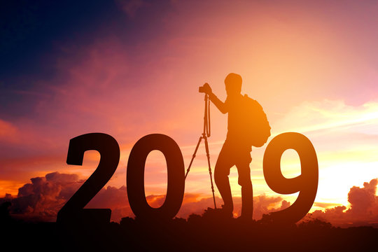 Silhouette young photography Happy for 2019 new year