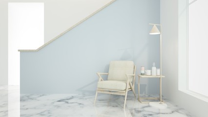 Naklejka na ściany i meble The interior relax space 3d rendering and minimal 