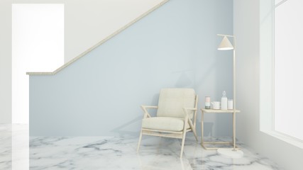 The interior relax space 3d rendering and minimal 