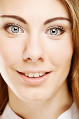 Obraz premium Face of a sexy beautiful young woman with clean skin on a white 