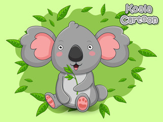Cute Cartoon Koala Characters. Vector Illustration Cartoon Style.