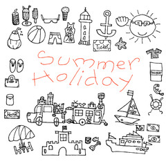 summer holiday, doodle