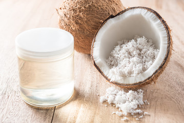 coconut on old wooden background