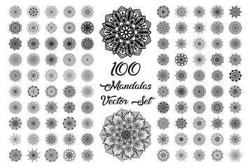 Mandalas for coloring  book. Decorative round ornaments. Unusual flower shape. Oriental vector, Anti-stress therapy patterns. Weave design elements. Yoga logos Vector. - 205825897
