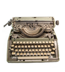 Old typewriter in antique photography vintage  isolated on white background with clipping path