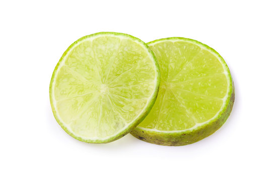 Lime Slice Fresh fruit isolated on white background. 