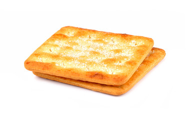 Crackers with sugar on white background
