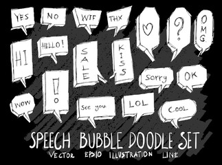 Hand drawn Sketch doodle vector speech bubble element icon set on Chalkboard eps10