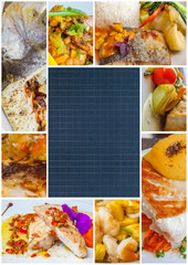 ardoise de poissons et gambas