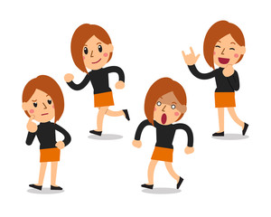 Vector cartoon woman character poses