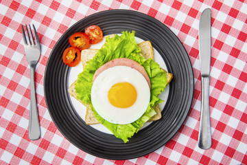 Egg sandwich served on the dining table