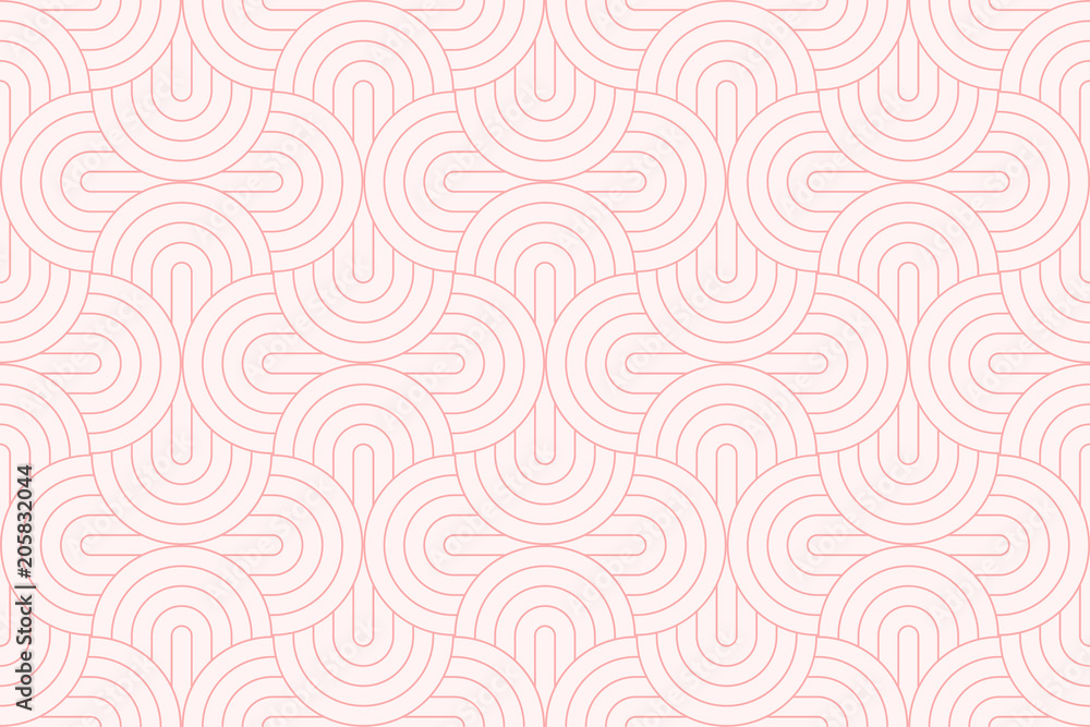 Poster Backgrounds pattern seamless geometric sweet pink circle abstract and line vector design. Pastel color background.