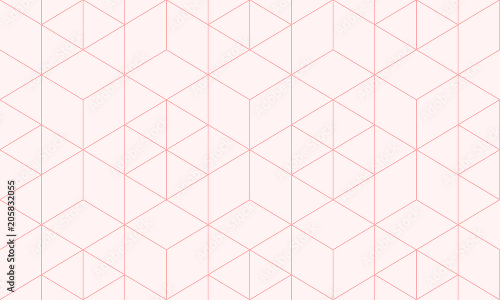 Wall mural backgrounds pattern seamless geometric sweet pink hexagon abstract and line vector design. pastel co