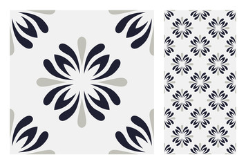 vintage tiles patterns antique seamless design in Vector illustration