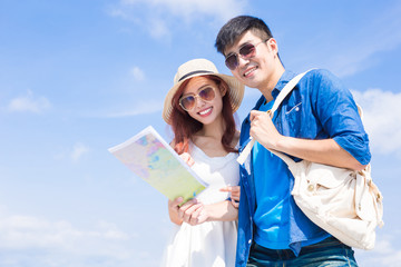 couple take world map