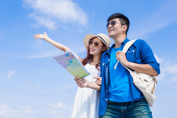 couple take world map