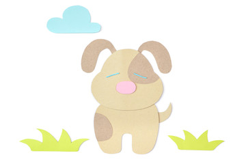 Dog paper cut on white background - isolated
