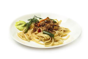 Noodles with meat and vegetables