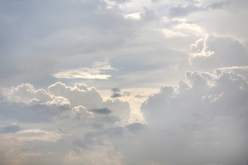 Fototapeta na wymiar White sky background with clouds.