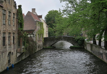 water channel in Brugge, town - unesco monument - in Belgium