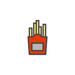 French fries filled outline icon, line vector sign, linear colorful pictogram isolated on white. Take away fast food symbol, logo illustration. Pixel perfect vector graphics