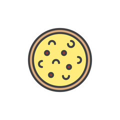 Pizza filled outline icon, line vector sign, linear colorful pictogram isolated on white. Italian cuisine food symbol, logo illustration. Pixel perfect vector graphics