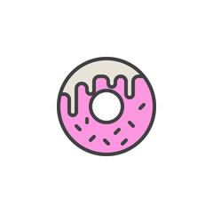 Doughnut filled outline icon, line vector sign, linear colorful pictogram isolated on white. Donut symbol, logo illustration. Pixel perfect vector graphics