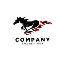 fast horse run fire logo