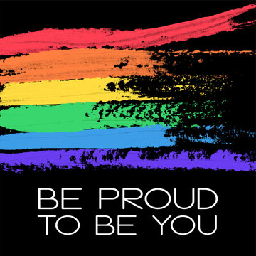 Conceptual poster with rainbow flag and lettering
