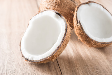 coconut on old wooden background