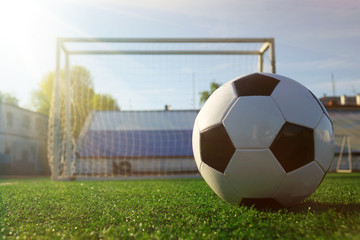 Football on a green field