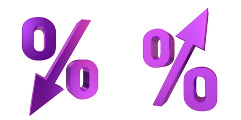percent percentage 3d sign up down interest rate