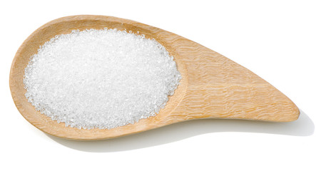 Fototapeta na wymiar Cane sugar in a wooden spoon Isolated on white.