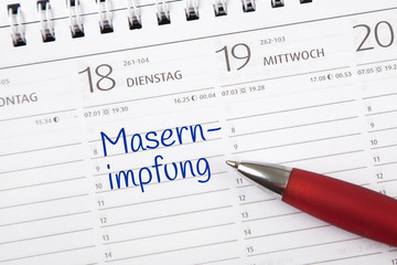 Eintrag im Kalender: Masernimpfung