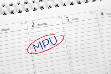 Eintrag im Kalender: MPU