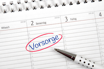 Eintrag im Kalender: Vorsorge