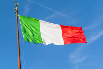 Flag of Italy on a building spire