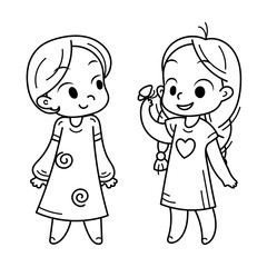 Cute cartoon kids. Vector and illustration.