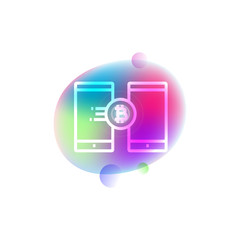 Bitcoin transaction neon icon