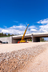 Construction of the viaduct. Road building.