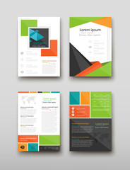 Leaflet cover presentation abstract geometric background, layout in A4 set technology brochure flyer design template vector shadow