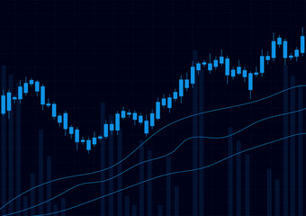 Business candle stick graph chart of stock market investment trading on dark background design. Bullish point, Trend of graph. Vector illustration