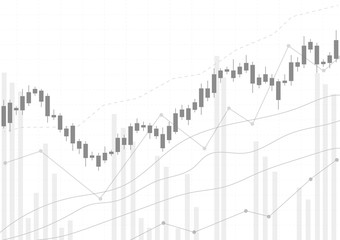 Business candle stick graph chart of stock market investment trading on dark background design. Bullish point, Trend of graph. Vector illustration