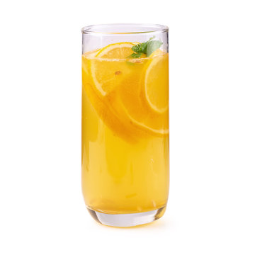 Lemon juice with honey isolated on a white background.
