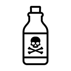 Bottle of poison or poisonous chemical toxin with crossbones label line art vector icon for games and websites